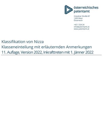 Nizza-Klassen | Österreichisches Patentamt